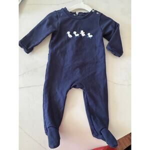 Jacadi Paris navy blue with ducks sleep suit, size 6 months